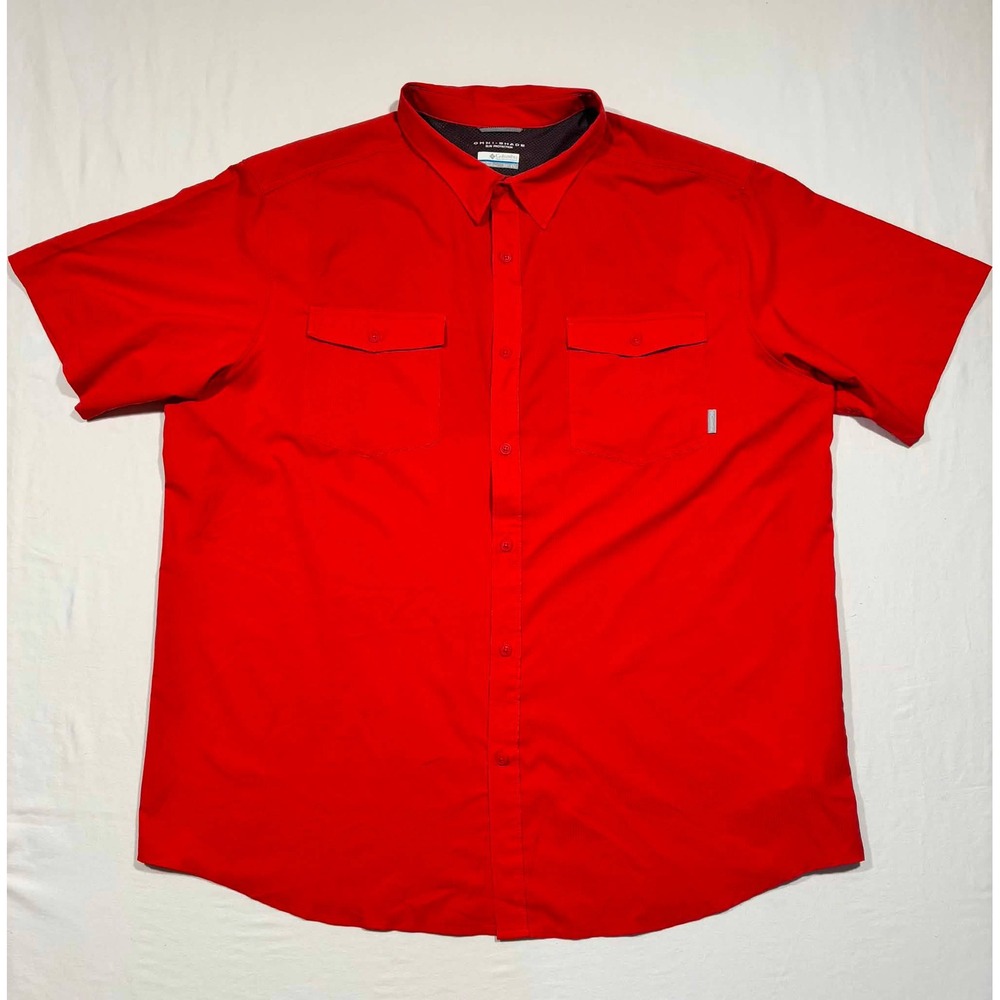 Columbia Omni-Shade Red Short Sleeve Button Down Fishing Hiking Shirt 3XT